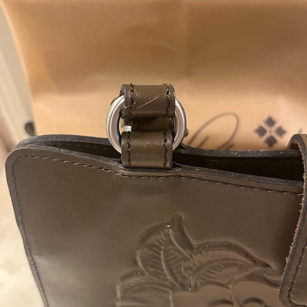 Patricia Nash Rienzo Rose Tooled Satchel Mushroom color - Picture 2 of 16